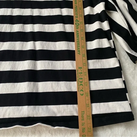 Who what‎ wear Black and White Striped Women's Top size Large bell sleeves - Picture 5 of 10